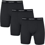 INNERSY Mens Pants Underwear Long Leg Underpants with Fly Sports Trunks Black Boxers Briefs 3 Pack (XL, 3 Black)