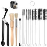 Omevett 15 Pcs Coffee Machine Cleaning Brush Set Espresso Machine Cleaning Brush Coffee Grinder Cleaning Brush with Spoon Thin Pipe Cleaning Brushes