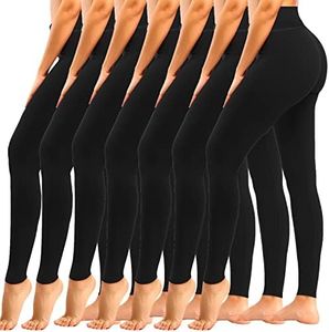 yeuG 7 Pack High Waisted Leggings for Women Tummy Control Soft Workout Yoga Pants