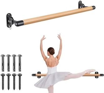 BeneLabel Wall-Mounted Ballet Barre System - Solid Wood Dance Bar with Metal Brackets for Home Workouts and Dance Training, Height Adjustable, 35" x 1.5"