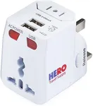 Hero Universal Travel Adapter (2 USB Ports) – Power Plug for US Europe France UK Ireland Thailand NZ Australia 100+ Countries