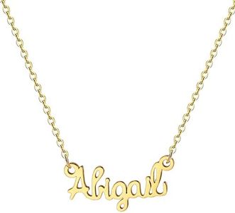 MOMOL 18K Gold Plated Stainless Steel Name Necklace Personalized Custom Name Necklace Customized Nameplate Necklace for Women, Metal