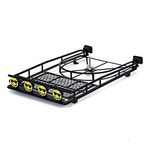 Metal Roof Rack Luggage Carrier with Smile Face LED Lights for 1/10 RC Crawler Car Axial SCX10 II 90046 Traxxas TRX4 Bronco - 1 Set Black