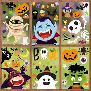 6 Sheet Halloween Window Clings Halloween Window Stickers Halloween Window Decorations Halloween Window Decals for Kids Cute Halloween Decorations Indoor Halloween Decor