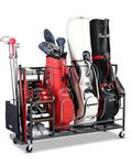 EXTCCT Golf Bags Storage Organizer- 3 Golf Bag Stand for Golf Equipment Accessories, Golf Bag Storage Rack with Wheels, Golf Club, Golf Gear Organisers