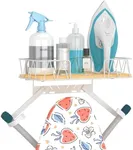 Vincona Ironing Board Hanger with Removable Hooks, Ironing Board Holder Wall Mounted for T/Y Leg, Space Saving Iron Holder for Laundry Room Storage and Organization, White