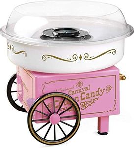 Nostalgia Vintage Hard and Sugar Free Countertop Original Cotton Candy Maker, Includes 2 Reusable Cones And Scoop – Pink, Main