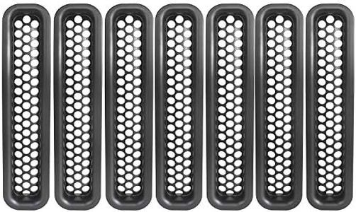 Hooke Road Wrangler Grill Mesh Inserts Front Grille Guard Cover Clip-in Matte Black for 1997-2006 Jeep Wrangler TJ & Unlimited (Pack of 7)