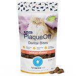 ProDen PlaqueOff Dental Bites for Cats Tartar & Bad Breath Remover 100% Natural Teeth Cleaner and - Improve Overall Oral Health - Salmon Flavor 60g