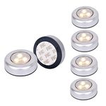 Ilyever 6 Pack Warm LED Battery-Powered Wireless Night Light Stick Tap Touch Lamp Stick-on Push Light for Closets, Cabinets, Counters, or Utility Rooms,Cordless Touch Light