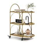 XIV Bar Cart, Home Bar Serving Cart, Metal Kitchen Carts with Storage, Drink Coffee Cart with Wheels for Kitchen and Living Room (Gold)