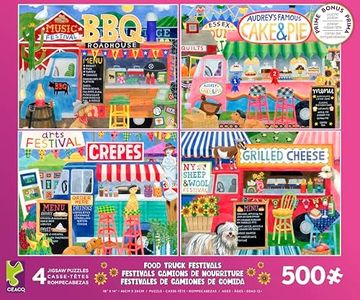 Ceaco - 4 in 1 Multipack - Food Trucks - (4) 500 Piece Jigsaw Puzzles
