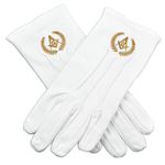 Grand Lodge Hand Embroidered Cotton Masonic White Gloves