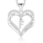 Lomantise Heart Initial Necklace Gift for Women, 925 Sterling Silver Initial Letter Pendant Necklace Anniversary Birthday Jewelry Gifts for Women Wife Her Mom