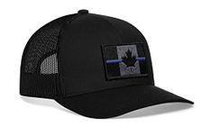 HAKA Thin Blue Line Canada Hat (Tactical) – TBL Maple Leaf Flag Trucker Hat Baseball Cap Snapback Golf Hat (Black)