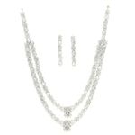 ZENEME Rhodium-Plated American Diamond Studded Star Shaped Layered Necklace With Earrings Jewellery Set For Girls and Women (White)