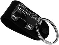 SING F LTD Stainless Steel Black Leather Detachable Key Chain Belt Clip Ring Holder Keyring