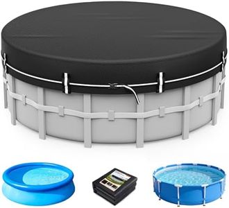 LXKCKJ 18 FT Round Pool Covers for Above Ground Pools, 420D Solar Pool Cover with Ground Nail Accessories Set, Spa Covers for Hot Tub,Stock Tank Pool Cover Ideal for Waterproof, Dustproof, Windproof