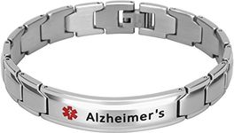 Smarter LifeStyle Elegant Surgical Grade Steel Medical Alert ID Bracelet For Men and Women (Men's, Alzheimer's)