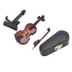 Mini Violin Model, Miniature Musical Instrument Toy Wooden Miniature Violin Model Mini Musical Instrument Model Ornaments with Stand Case