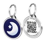 Pet Dwelling Universe Symbol QR Code Pet ID Tags - Dog Tags - Cat Tags, Connect to Online Pet Profile, Receive Instant Scanned Location Email Alert (2D-Moon)