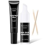 Makartt No Curing Nail Glue Gel with Remover, New Super Strong Semi Solid Glue, Long Lasting Upgraded Hema-Free Nail Glue for Press On Nails, Quick Drying 20s, Fast Nail Remover for False Nails Art