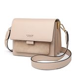 FOXER Mini Crossbody Bag, Split Cow Leather 4 Colors Ladies Small Shoulder Bag Women Cell Phone Purse with Adjustable Shoulder Strap Leather Small Messenger Bag for Women, Ladies, Girls (Apricot),