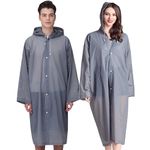 Cosowe Rain Poncho Raincoats for Adults, 2 Pack Reusable Rain Jacket with Hoods and Sleeves, Portable Waterproof for Emergency, Outdoors, Camping, Disney, Gray