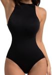 GOLD CARP Women Shaping Bodysuit Tummy Control Shapewear Sleeveless Body Shaper Seamless Sculpting Halter Neck Top Leotard,Black-briefs,XL