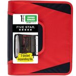 Five Star 1.5" Zipper Binder, 12.75 x 11.25 x 1 Inches, Red (72206)