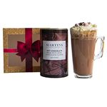 Martins Chocolatier Hot Chocolate Gift Set (Dark) | Drinking Chocolate Made with Belgian Chocolate Shavings | Includes Glass and Marshmallows