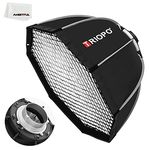 Triopo 90 cm Portable Photo Bowens Mount Octagon Umbrella Softbox, Quick Installation Softbox + Honeycomb Grid for Studio Strobe Outdoor Photography (90 cm)