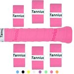 Tannius Tennis Racket Grip Tape, (6 or 9 Pack) Dry Feel Tennis Grips, Absorbent and Enhanced Tennis Overgrip (6-Pack Pink)