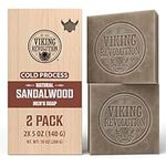 Viking Revolution - Bar Soap - Sandalwood Soap - Soap Bar with Essential Oils Cold Pressed - Mens Soap with Coconut Oil, Shea Oil, Almond Oil - 2 Pack, 140 g Each