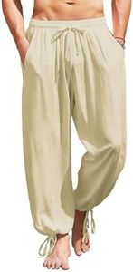 COOFANDY Men's Cotton Linen Pants Yoga Harem Baggy Elastic Hippie Boho Pant