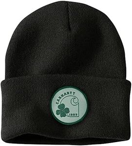 Carhartt Knit Shamrock Patch Beanie Cappello, Nero, Taglia Unica Unisex-Adulto