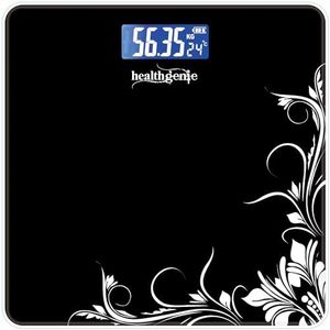 Healthgenie Weight Machine for Body Weight With 3 Yrs Warranty & Thick Tempered Glass LCD Display Digital Weighing Machine (Black Pattern) HD-221