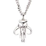 Star Wars Jewelry Mandalorian Cut Out 925 Sterling Silver Men's Pendant Necklace, 24", Sterling Silver, No Gemstone