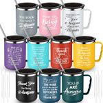 Mifoci 10 Pack Halloween Employee Appreciation Gifts 17 oz Mugs Cups Bulk Nurse Vet Tech Week Gifts Teacher Thank You Staff Coworker Stainless Steel Insulated Tumbler with Handle(Thank You,Multicolor)