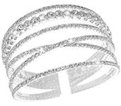 Suyi Rhinestone Bracelet for Women Silver Multilayer Cuff Bracelet Craystal Braidal Bracelets Silver 3