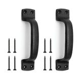 Livfodrm Black Door Handles Barn Door Pull Handle, Cast Iron Door Handles for Garden Shed, Sliding Door Handles Internal Gate Handles for Wooden Gates Cabinet Cupboard