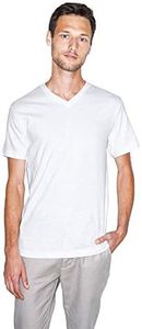 American Apparel Fine Jersey Classic Short Sleeve V-Neck T-Shirt, Blanc, S Homme