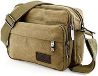 GEARONIC TM Men Vintage Crossbody Canvas Messenger Shoulder Bag Hiking Military Travel Satchel - Khaki