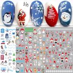 10 Sheets Christmas Nail Art Stickers Decals Self-Adhesive Bule White Pine Tree Moose Nail Supplies Nail Art Design Decoration Accessories