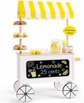 Best Choice Products Play Kitchen Outdoor Lemonade Stand for Kids with Canopy, Pretend Play Food Stand Toy, Chalkboard, Rolling Wheels, 8Pcs, Backyard Kitchen Playset for Toddlers Boys Girls