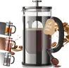 Veken French Press Coffee Maker 34oz 1 L, No Plastic Touching Cafe, Heat Resistant Thickened Borosilicate Glass, Stainless Steel Brewer,Cold Brew Cafetera Teapot for Kitchen Travel Camping,Dark Pewter