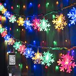 Joomer Christmas Lights,Snowflake String Lights 100 LED 33FT String Lights Plug in Fairy Lights 8 Modes Waterproof Connectable for Indoor Outdoor Wedding Birthday Christmas Decorations(Multi-color)