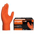 Ammex GWON Gloveworks Orange Nitrile Glove, Latex Free, Disposable, 8 mil Thickness, Powder Free, Large, GWON46100-BX (Box of 100)