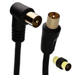 kenable RF Right Angle TV Aerial Freeview Plug Video Cable & Coupler GOLD 4m Black [4 metres]