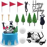 Morofme Golf Cake Decorations Golf Birthday Cake Toppers Mini Golf Cart Toy Golf Theme Cake Decorations with Cart Flag Golf Ball Green Tree for Golf Theme Party Supplies